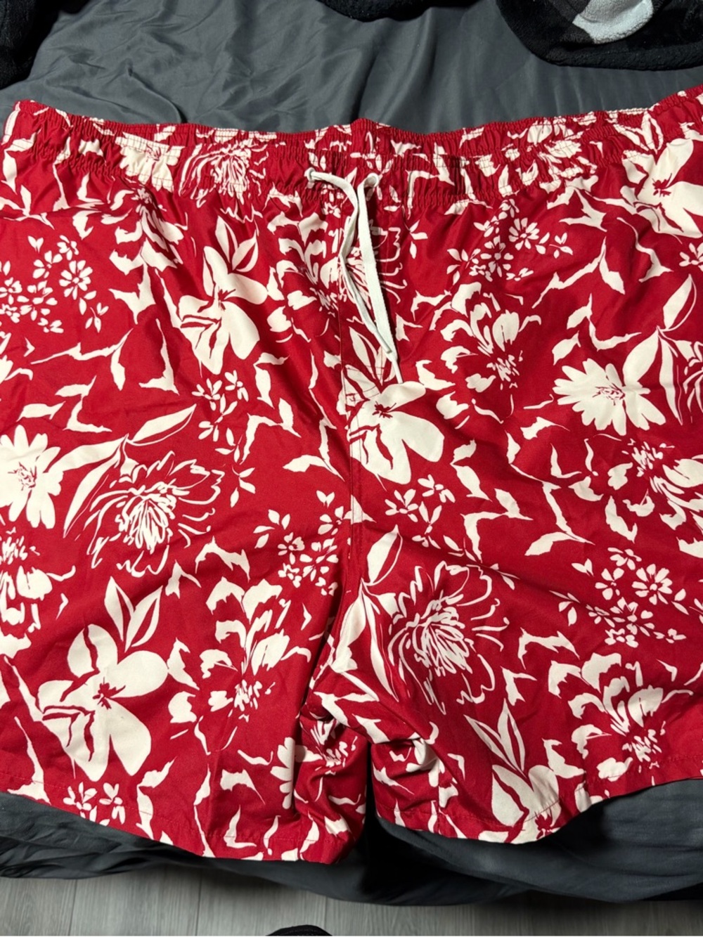Red and White Floral Swim Trunks Old Navy 4XL
